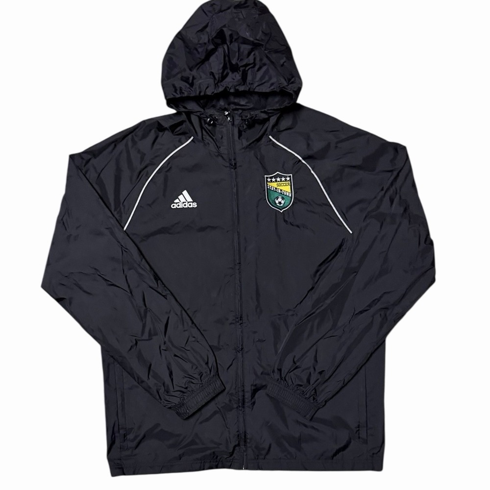 Adidas Core 18 Rain Jacket Windbreaker Soccer Patch Black White Men's Large READ - Picture 10 of 12
